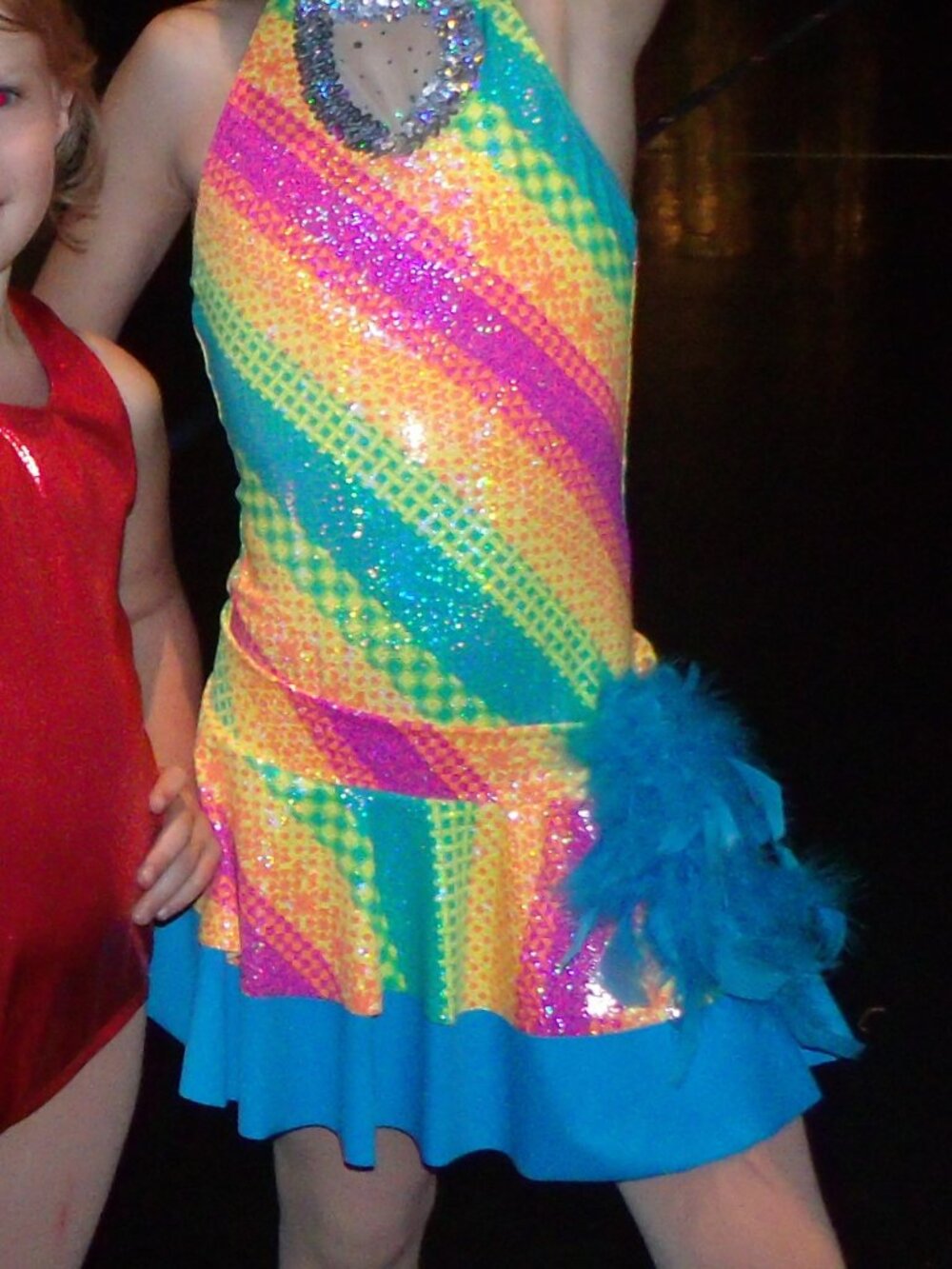 Multi Color Dance Set Costume Child Medium Leotard Shorts Skirt Mitts